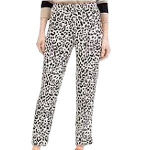 J‎ Crew Crop Pants Womens 8 Linen Blend Leopard Loose Fit Stretch Waist Pockets